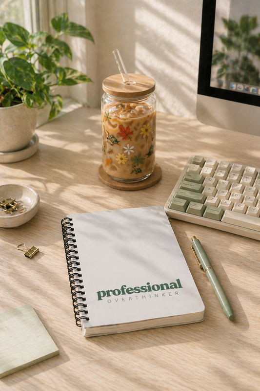 Professional Overthinker Green Spiral Notebook | For Brilliant Plans, Random Doodles & Mild Chaos