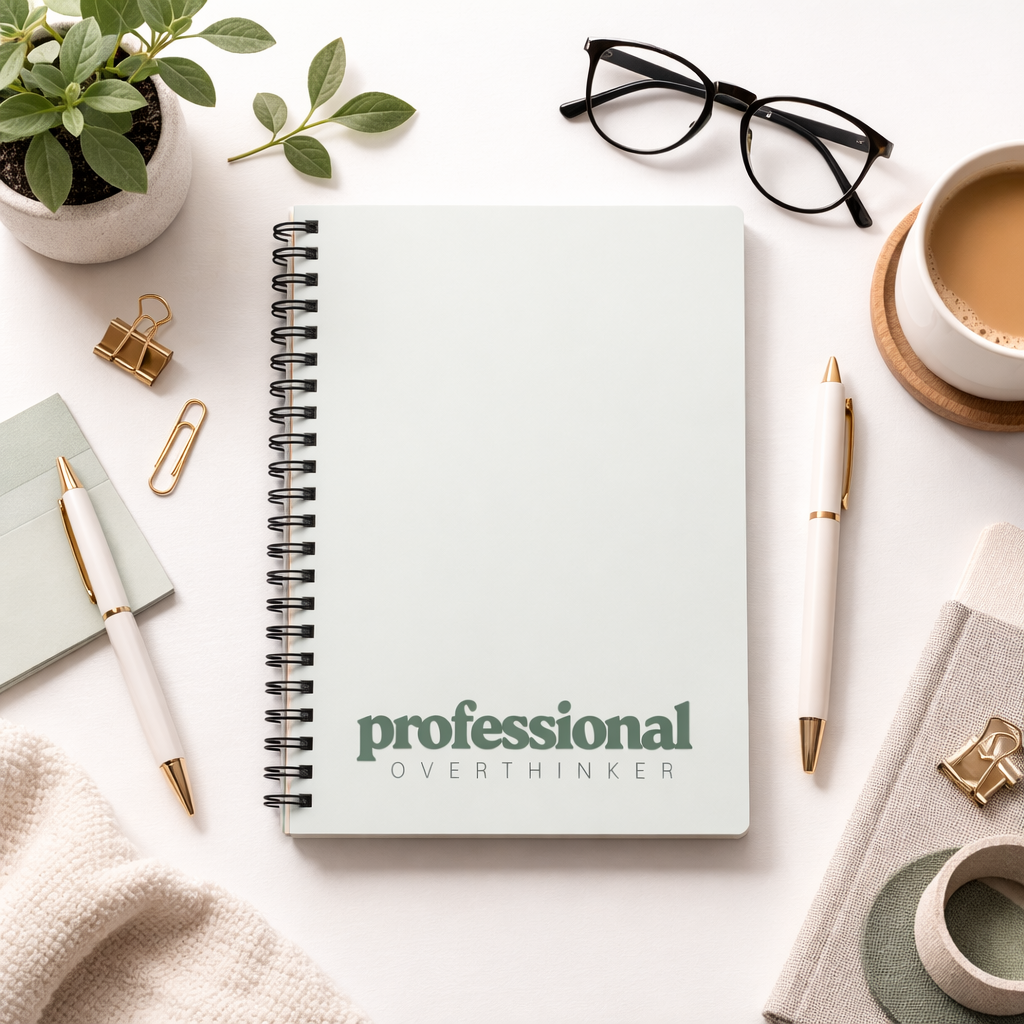 Professional Overthinker Green Spiral Notebook | For Brilliant Plans, Random Doodles & Mild Chaos