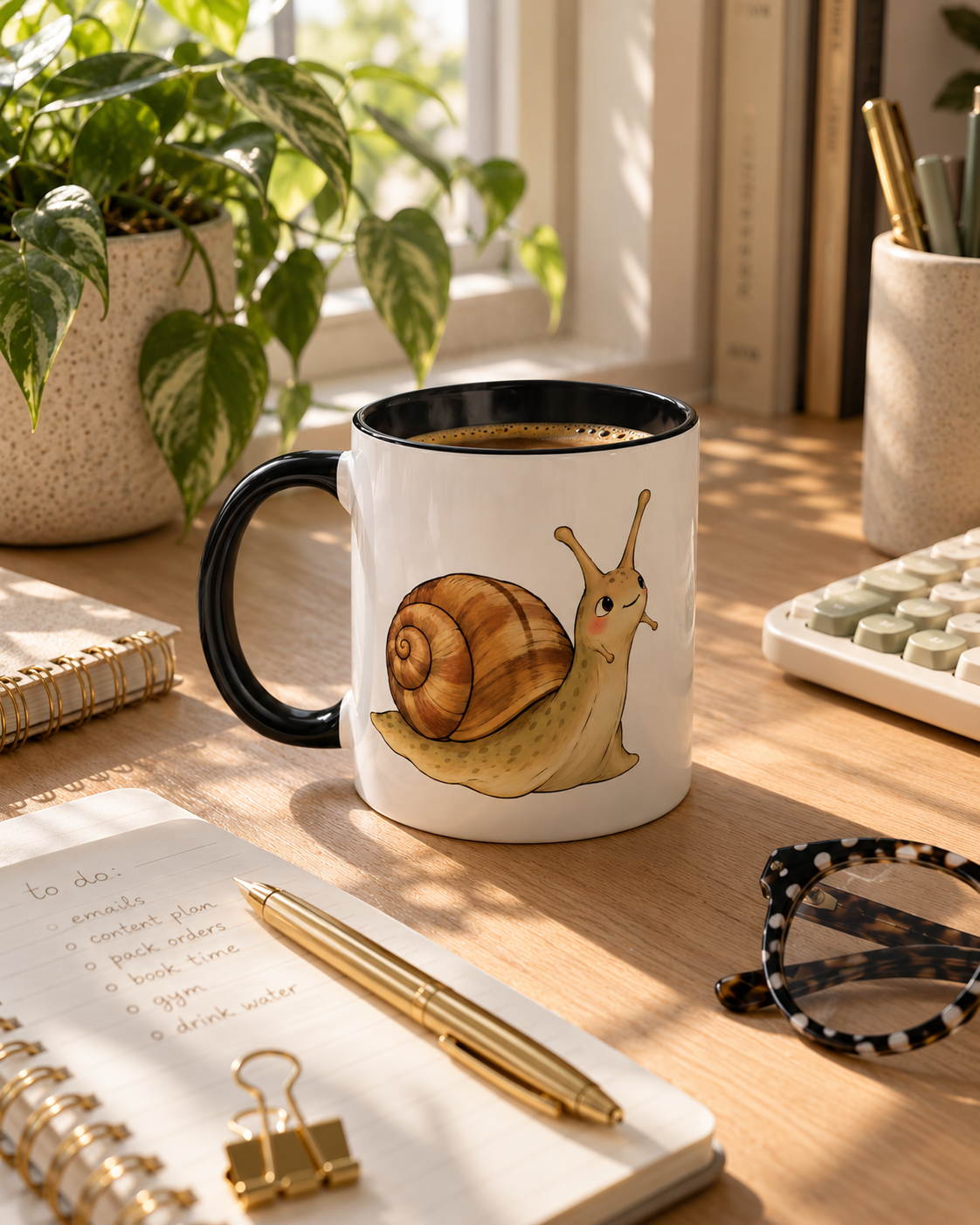 Eventually, Probably Snail Mug | Funny & Cute Coffee Cup for Slow Movers & Animal Lovers