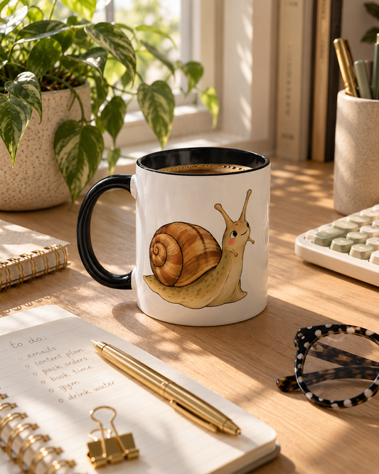 Eventually, Probably Snail Mug | Funny & Cute Coffee Cup for Slow Movers & Animal Lovers