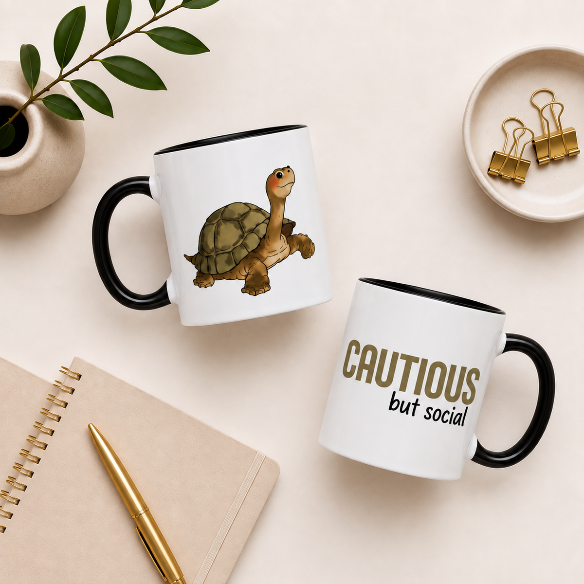 Cautious but Social Turtle Mug | Funny & Cute Coffee Cup for Shy Souls & Animal Lovers