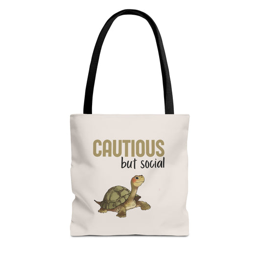 Cautious but Social Turtle Tote | Cute & Funny Eco-Friendly Bag for Animal Lovers & Shy Souls